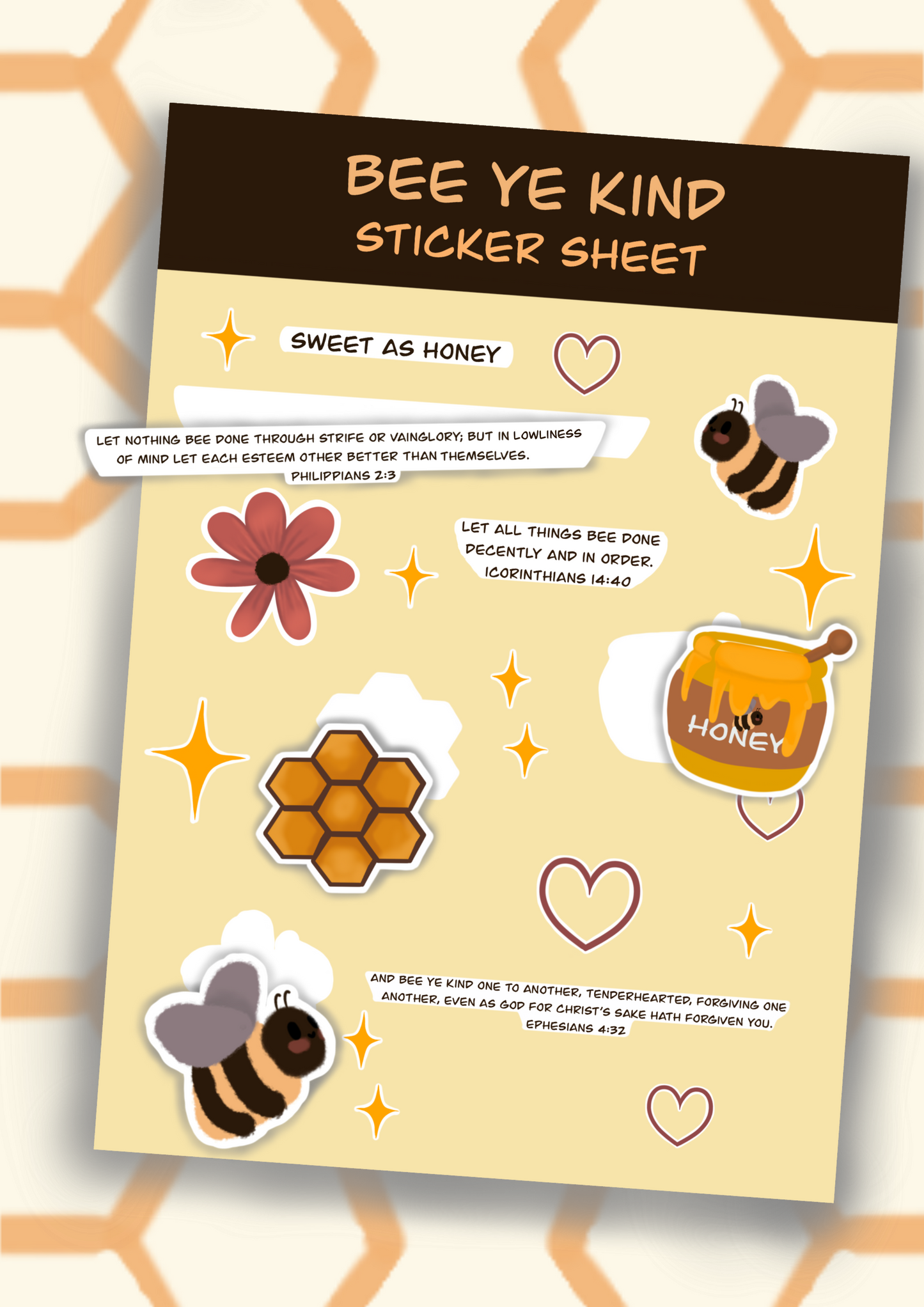 Bee Ye Kind Handmade sticker sheet