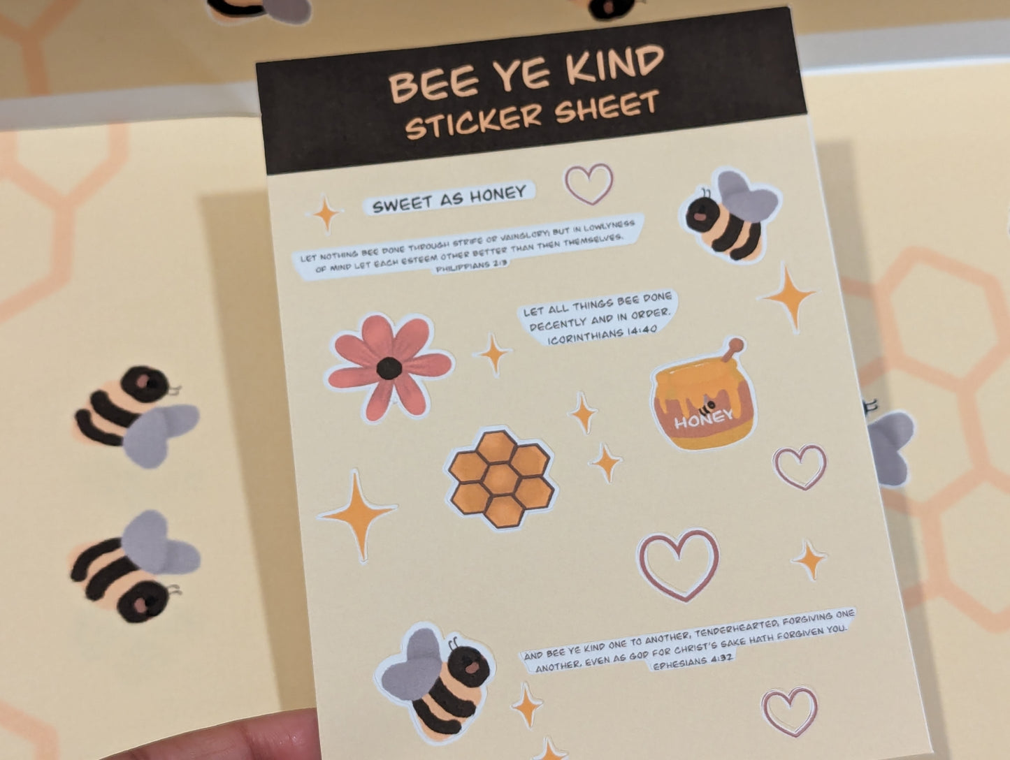 Bee Ye Kind Handmade sticker sheet