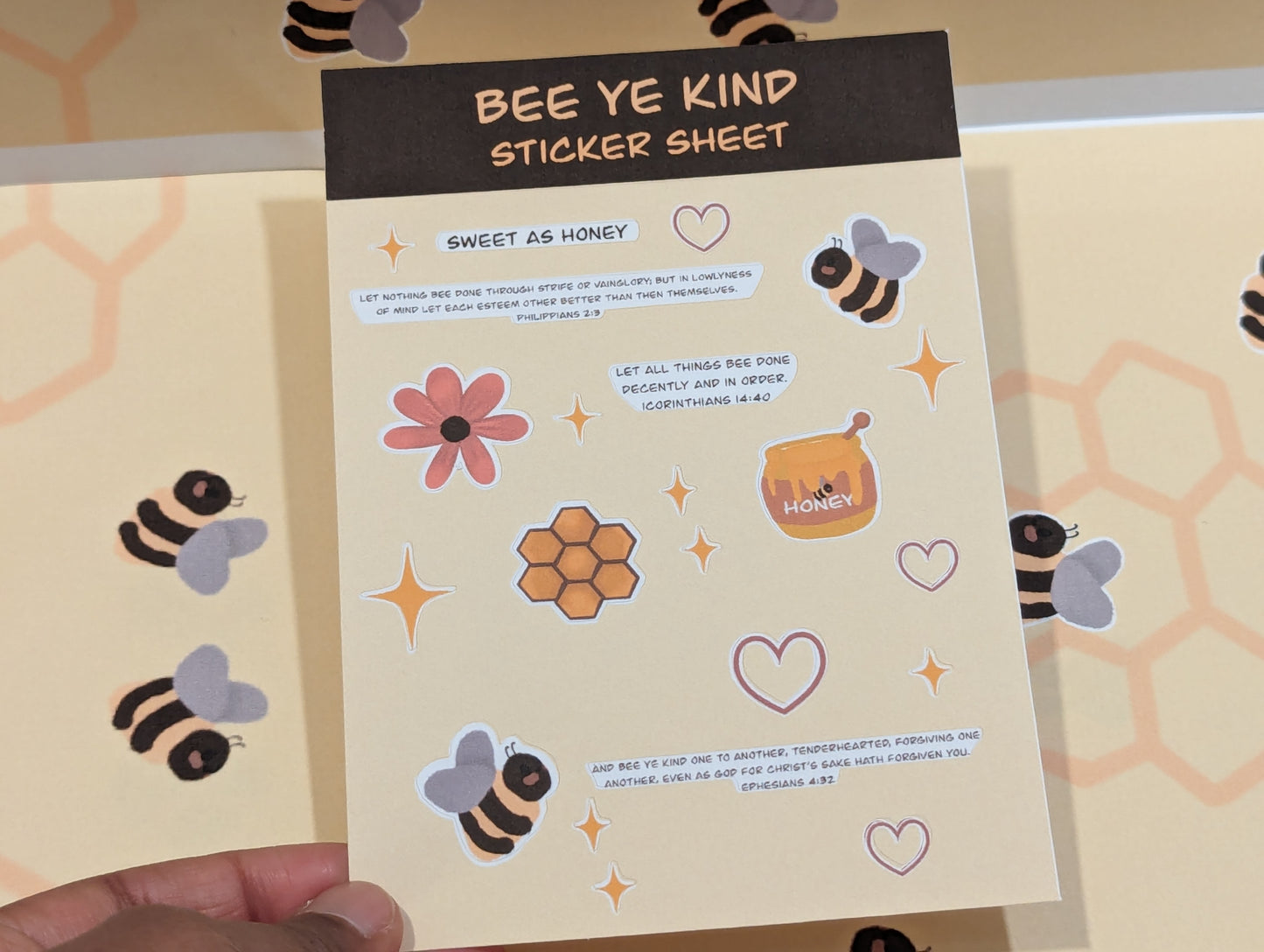 Bee Ye Kind Handmade sticker sheet