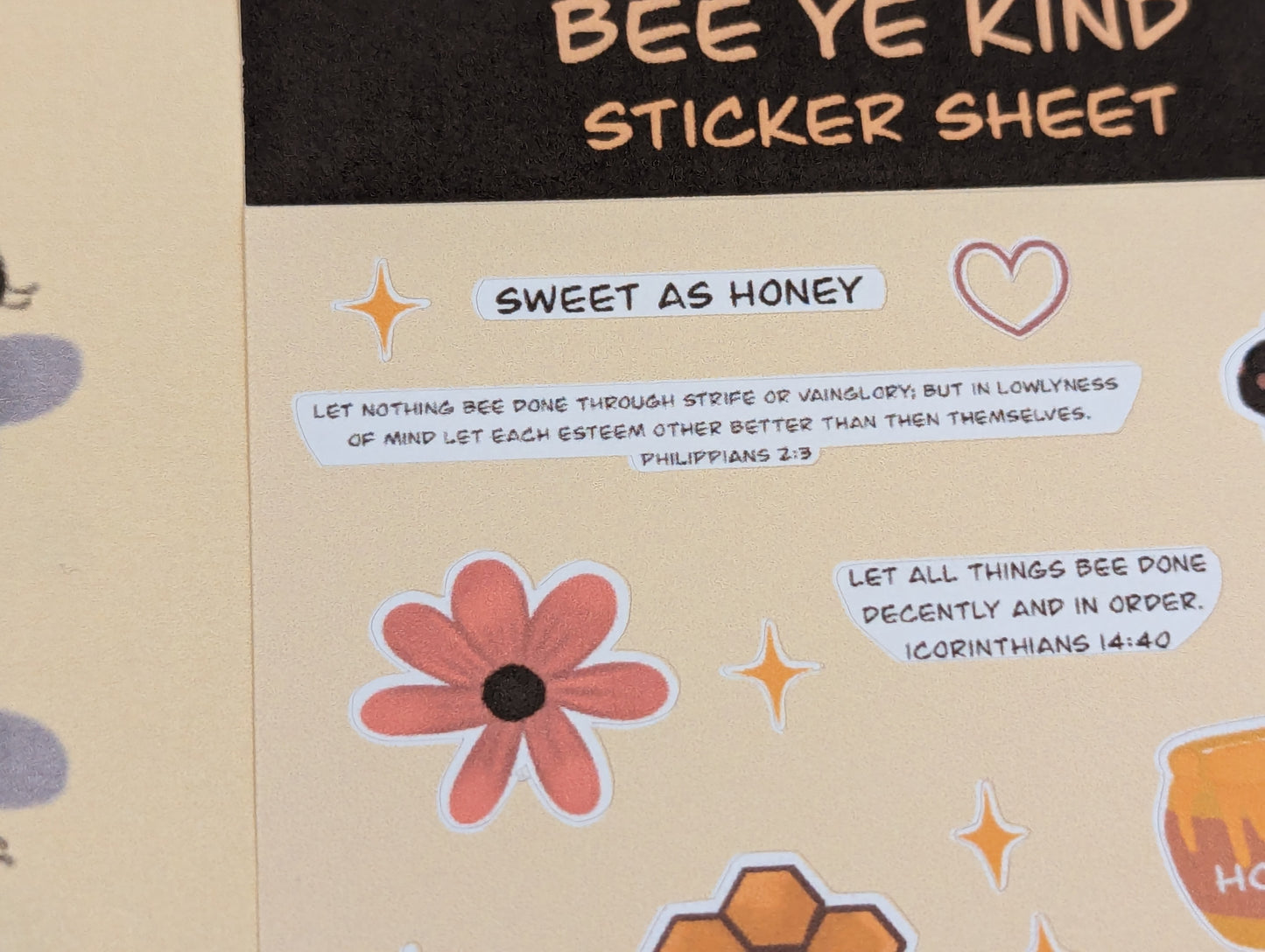 Bee Ye Kind Handmade sticker sheet