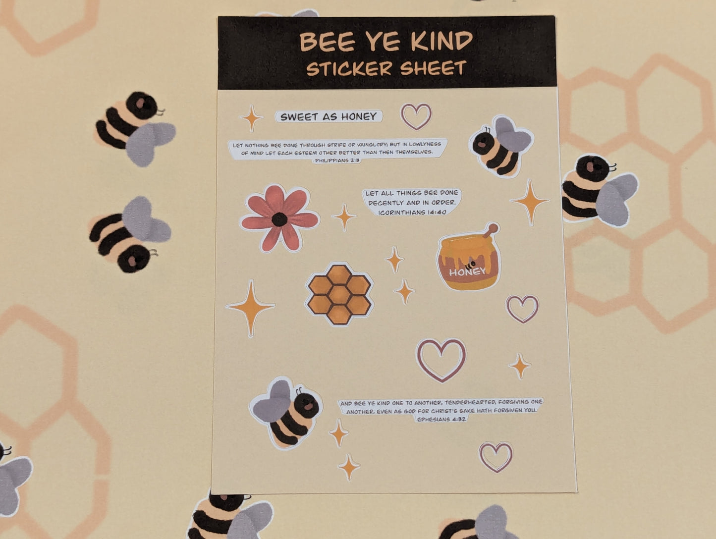 Bee Ye Kind Handmade sticker sheet