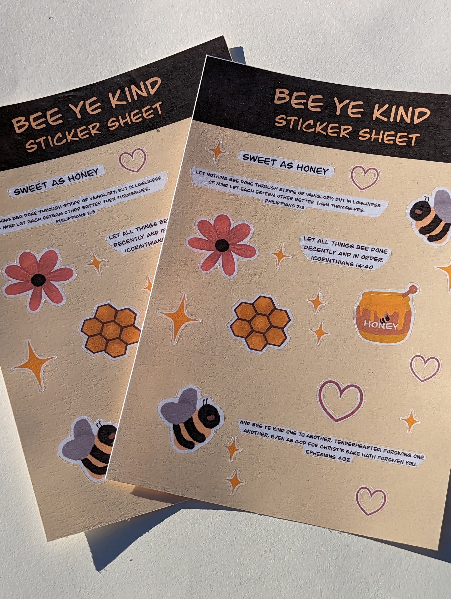 Bee Ye Kind Handmade sticker sheet