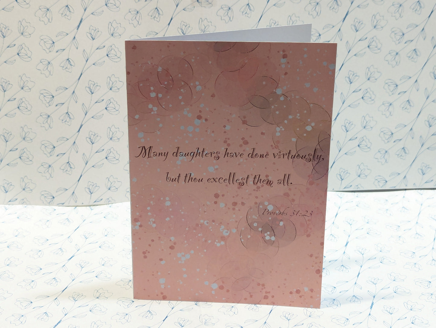 Pack of 12 Handmade "Many daughters have done virtuously, but thou excellest them all" Greeting Cards