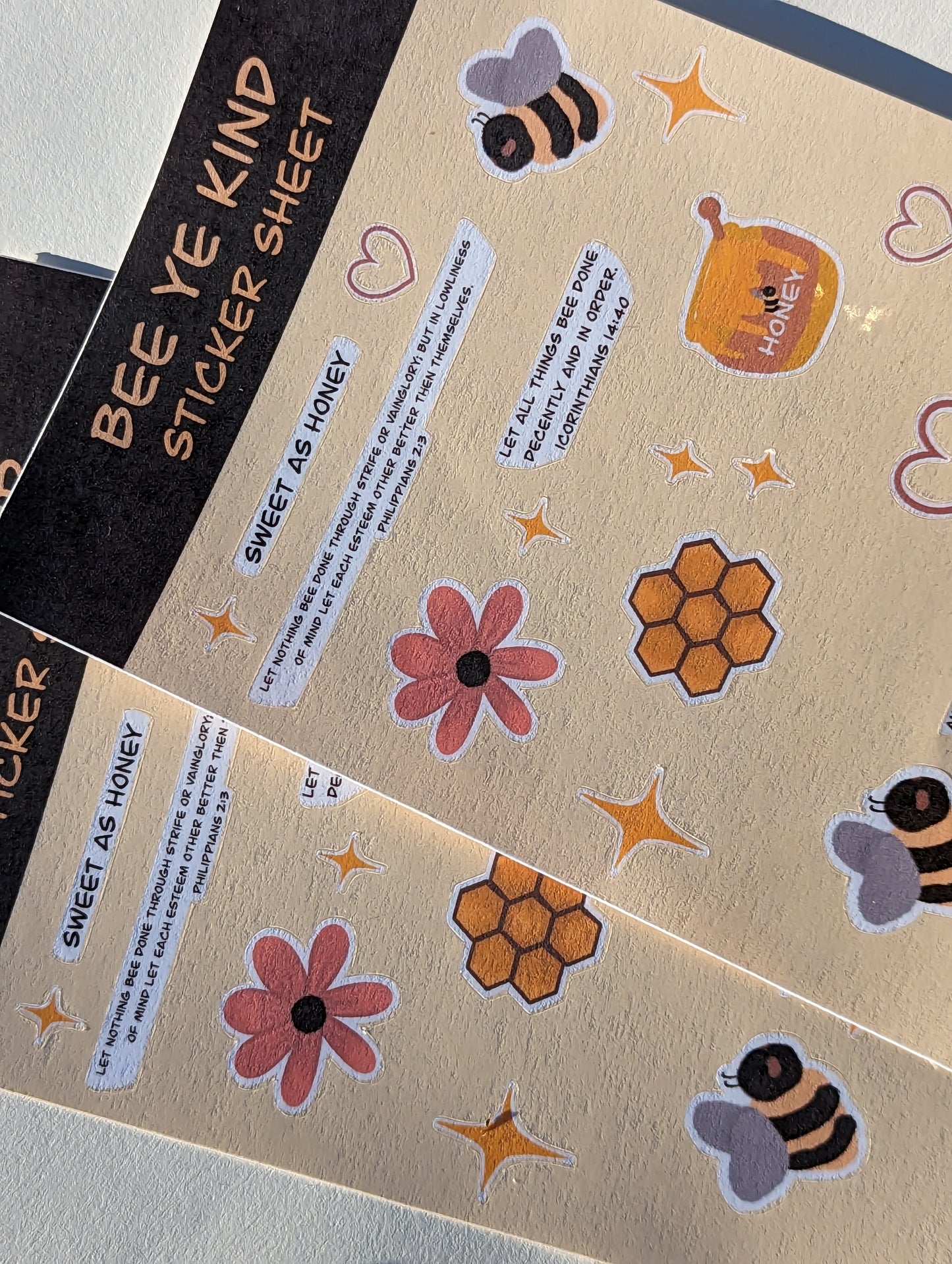 Bee Ye Kind Handmade sticker sheet