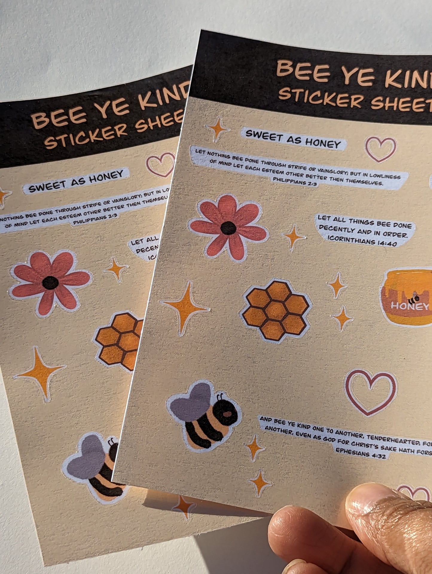 Bee Ye Kind Handmade sticker sheet