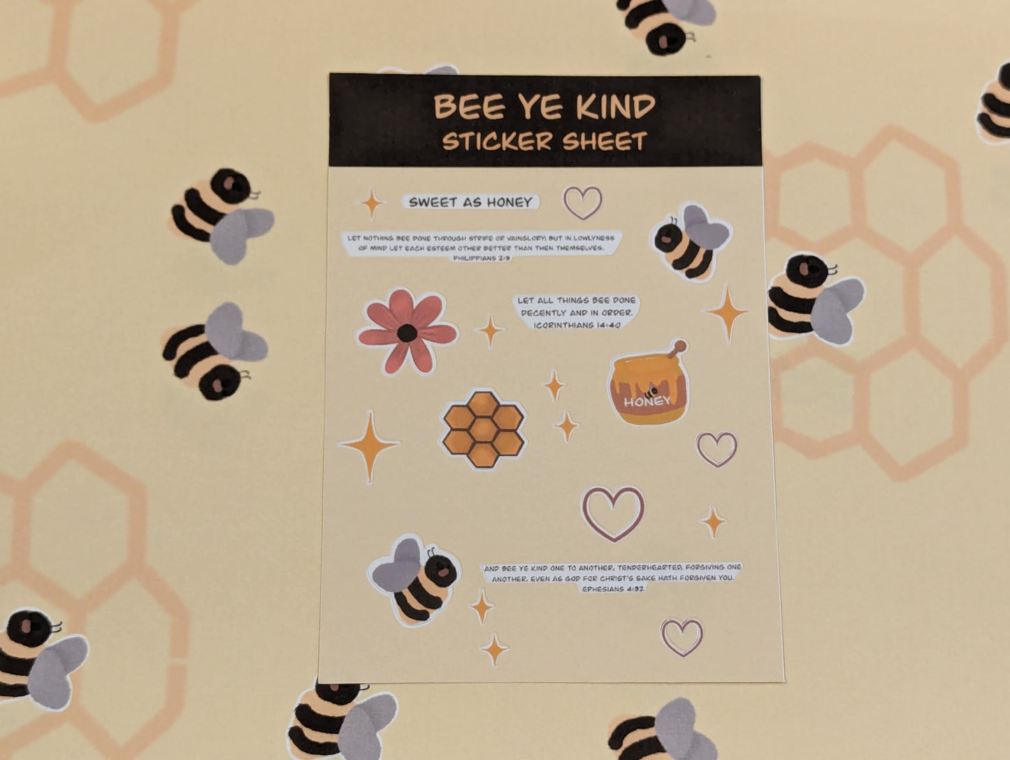 Bee Ye Kind Handmade sticker sheet