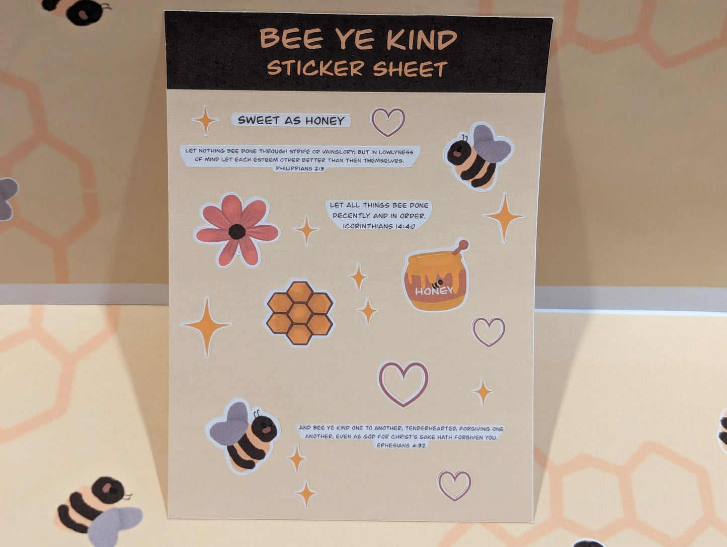 Bee Ye Kind Handmade sticker sheet