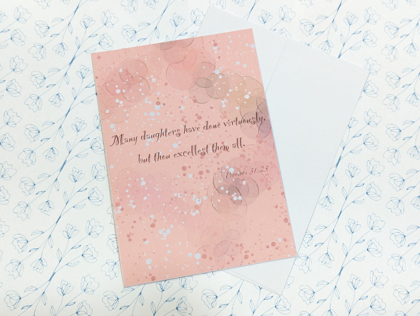 Pack of 12 Handmade "Many daughters have done virtuously, but thou excellest them all" Greeting Cards