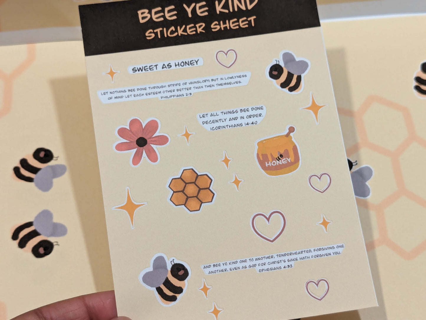 Bee Ye Kind Handmade sticker sheet