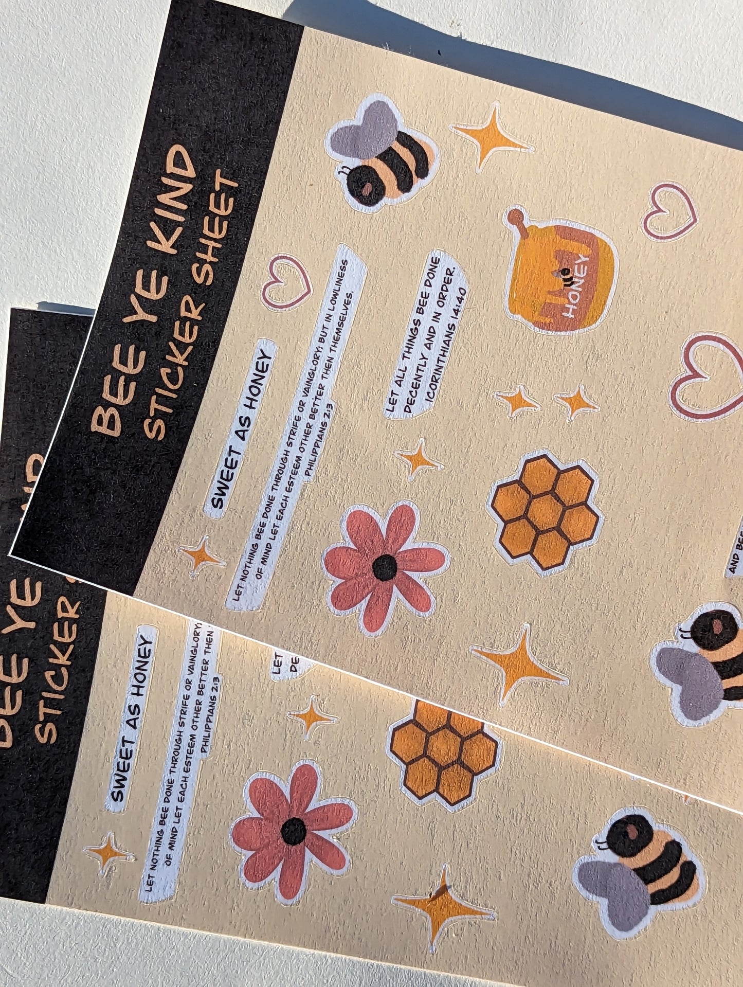 Bee Ye Kind Handmade sticker sheet