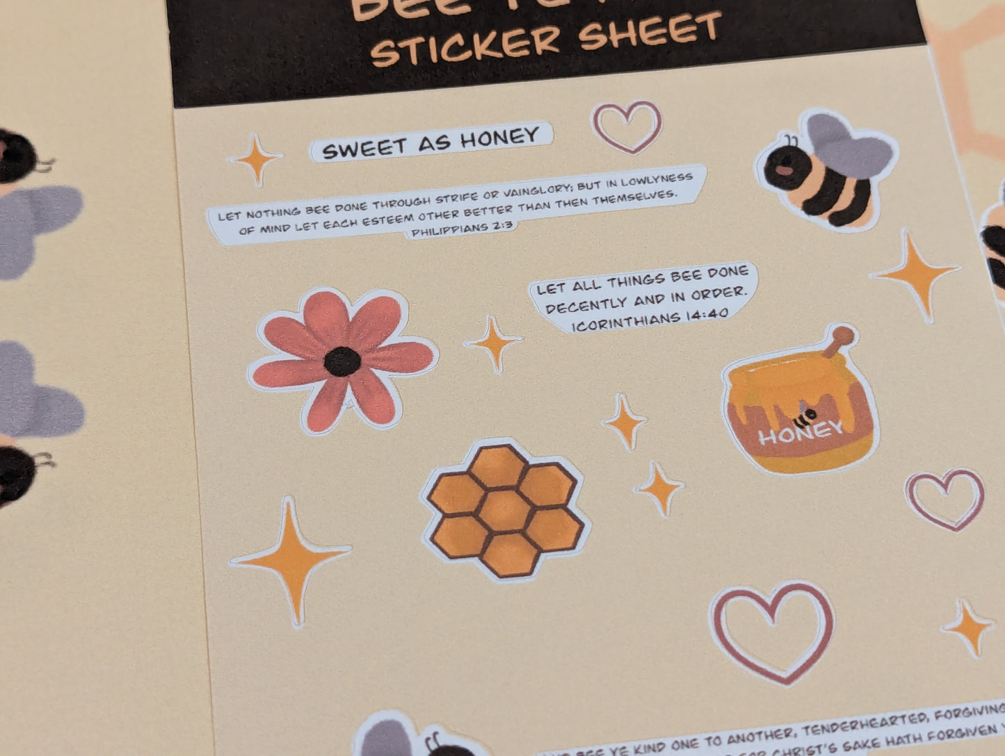 Bee Ye Kind Handmade sticker sheet