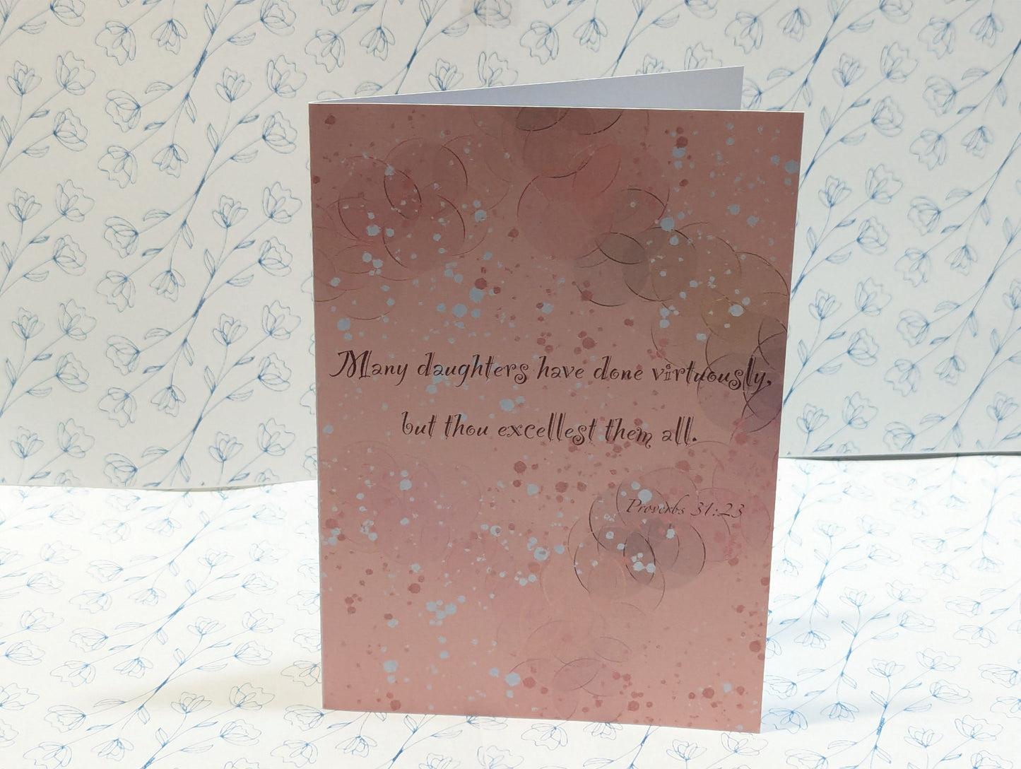 Pack of 12 Handmade "Many daughters have done virtuously, but thou excellest them all" Greeting Cards