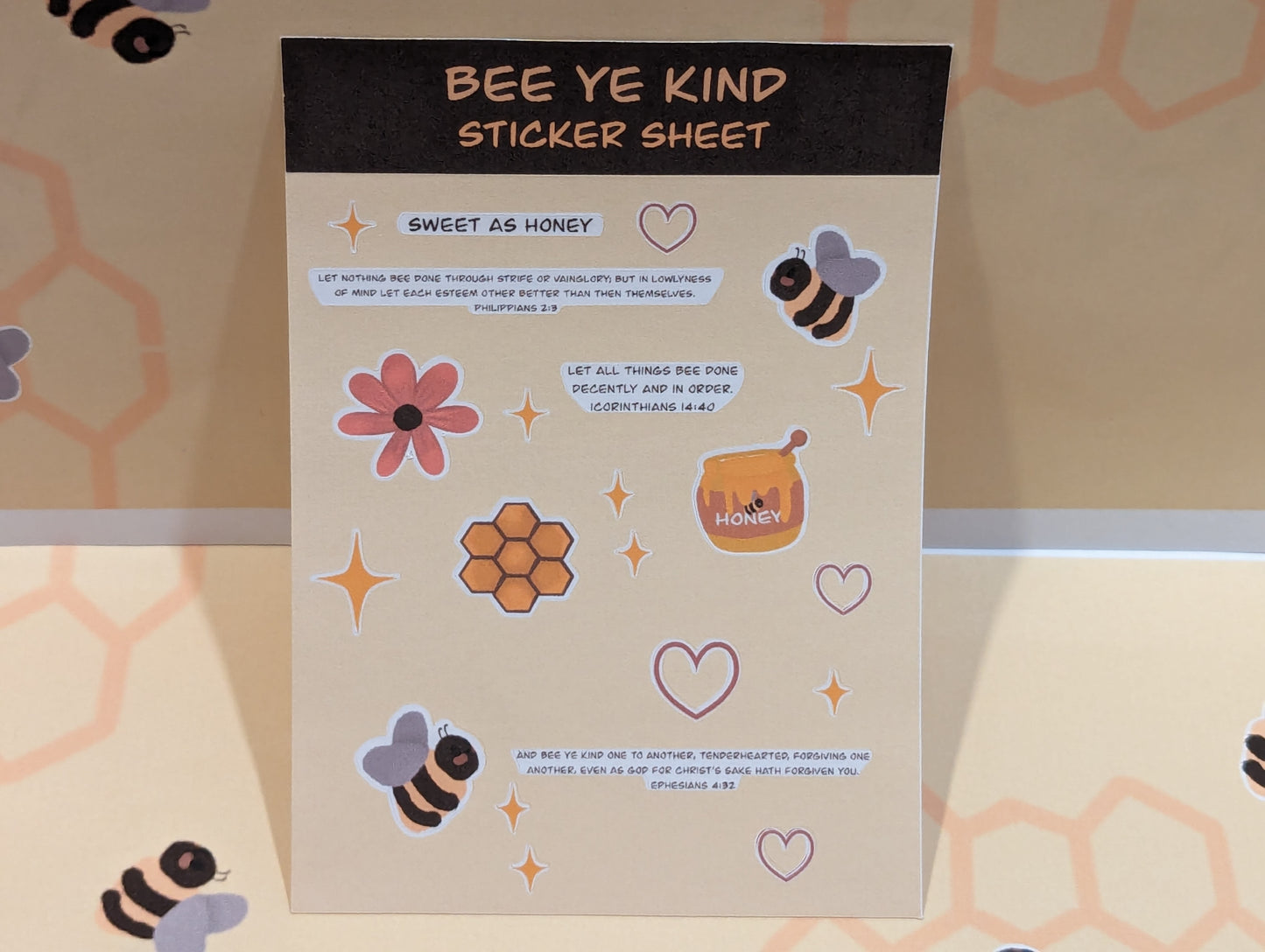 Bee Ye Kind Handmade sticker sheet