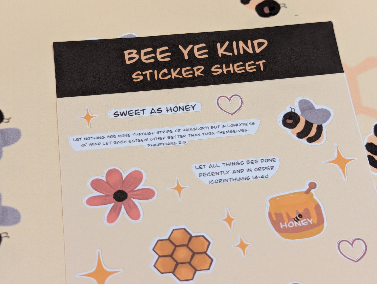 Bee Ye Kind Handmade sticker sheet