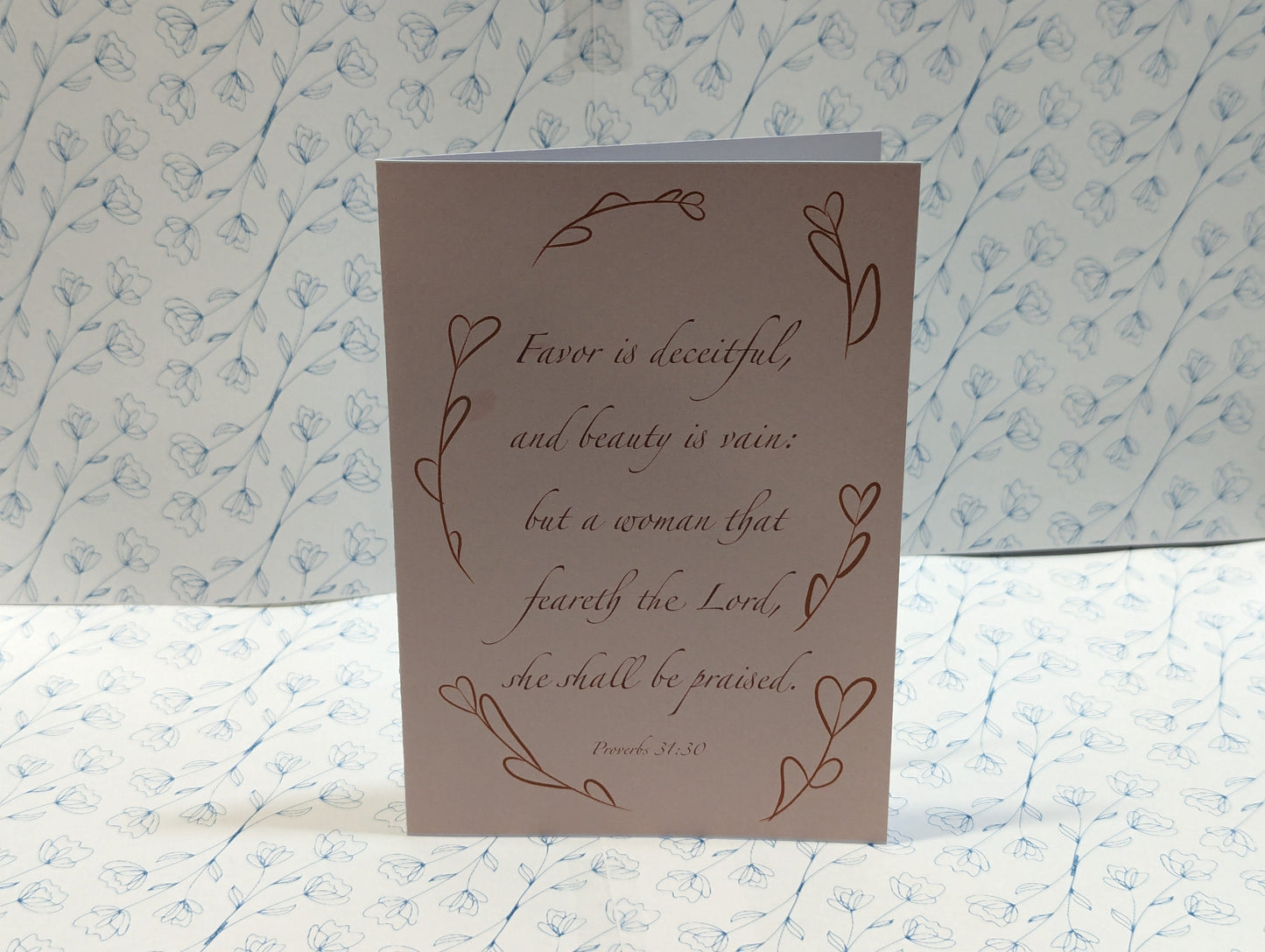 Pack of 12 Handmade "... Woman that feareth the Lord shall be praised" Greeting Cards