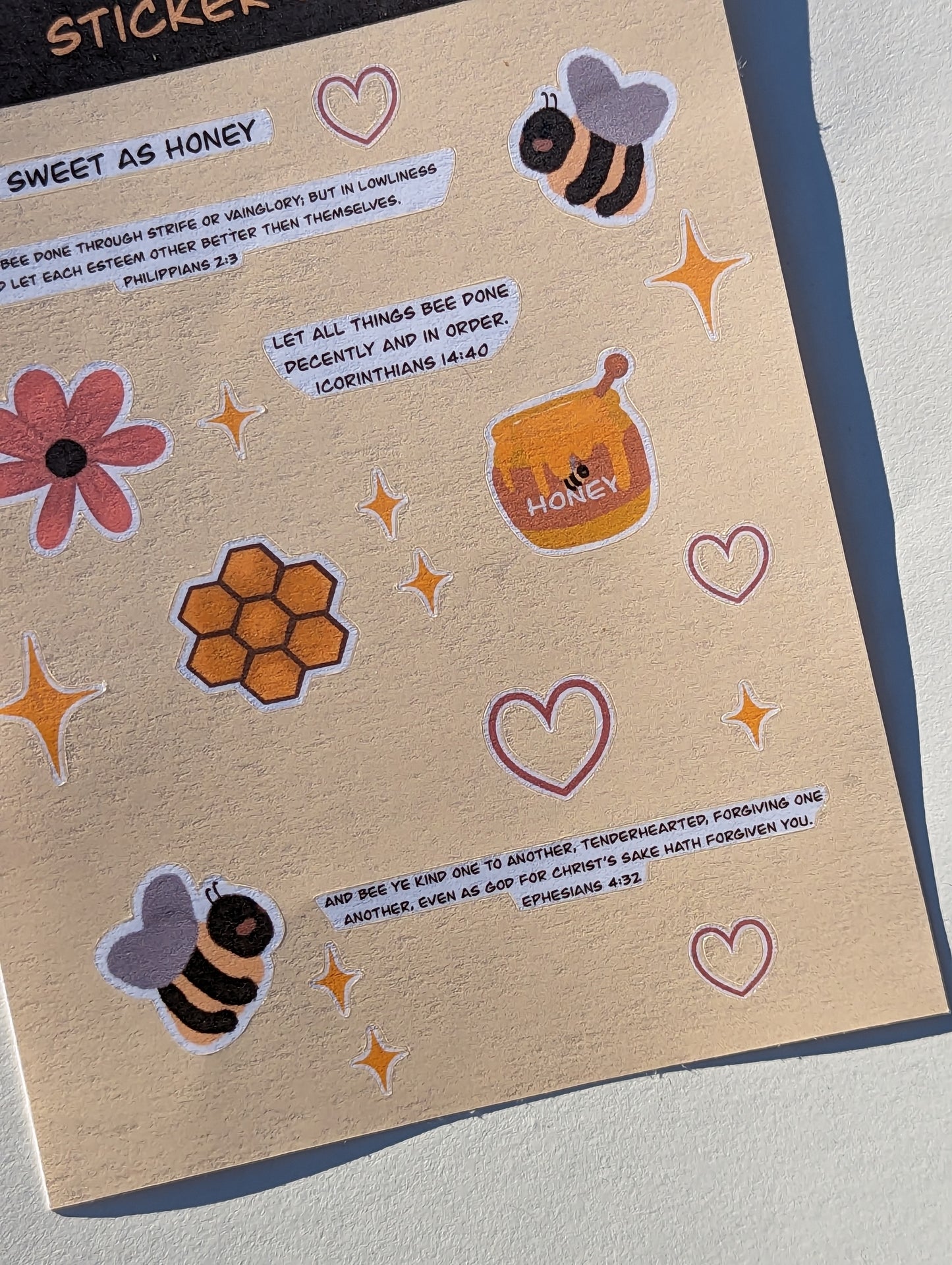 Bee Ye Kind Handmade sticker sheet