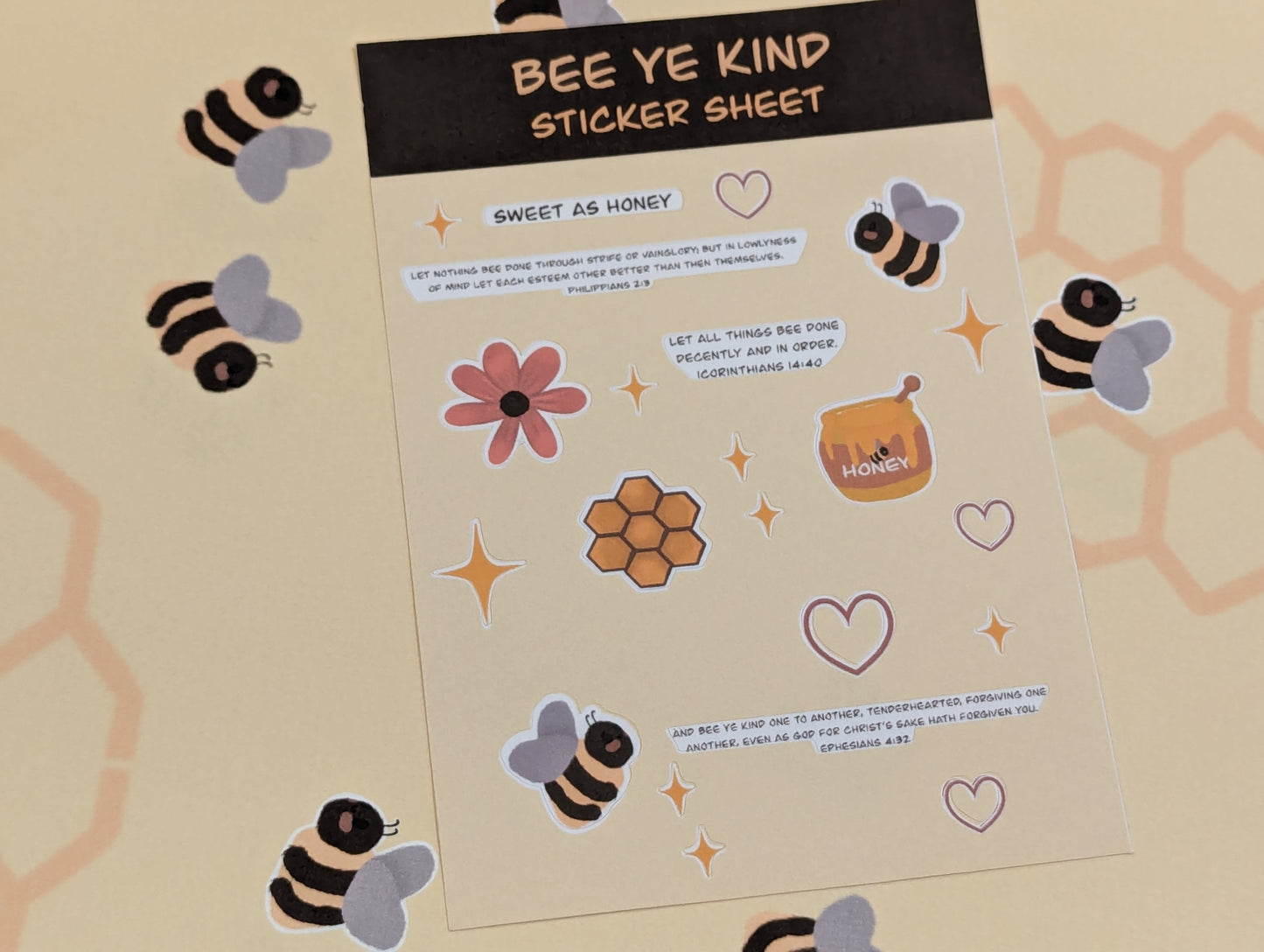 Bee Ye Kind Handmade sticker sheet